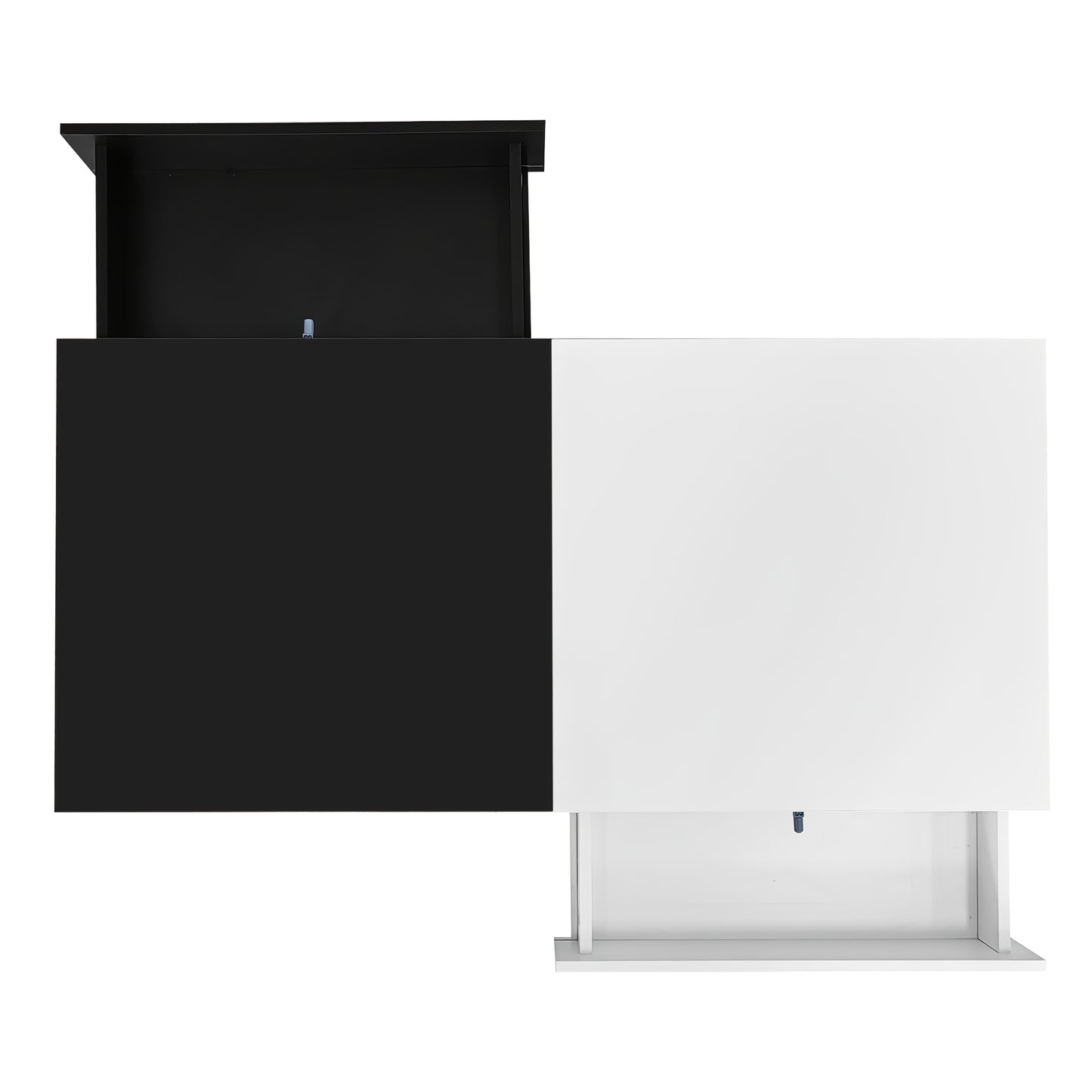 Modern Coffee Table with 2 Drawers - Black And White Design, Storage Space, High Gloss Table Top, 100cm Long