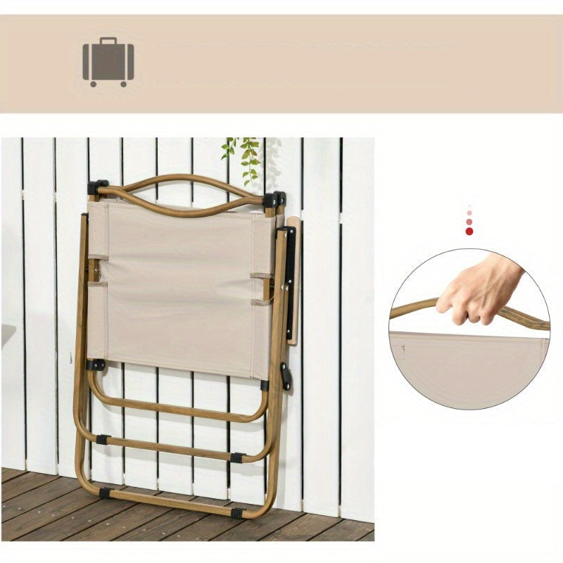 Inklapbare Campingstoel – Vouwstoel – Buitenstoel – Tuinstoel – Vissersstoel – Stalen Frame – Houtlook Design