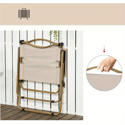 Inklapbare Campingstoel – Vouwstoel – Buitenstoel – Tuinstoel – Vissersstoel – Stalen Frame – Houtlook Design
