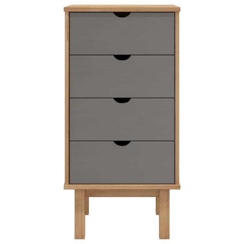 4-Drawer Lockable Storage Cabinet with Lockable Doors-Like Shelves (No Doors) - Heavy-Duty Pine Wood & Engineered Wood Modern Brown-Gray Tall Organizer, 45x39x90cm Freestanding Cabinet for Office, Bedroom, Living Room - Assem