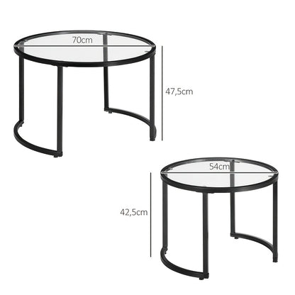 Set Of 2 Side Tables, Coffee Tables, Glass Tables, Stackable, Modern Sofa Table, Chest Of Drawers, Coffee Table for Living Room, for Small Spaces, Living Room, Bedroom, Living Room Table, Table Set, Living Room Furniture, Ind
