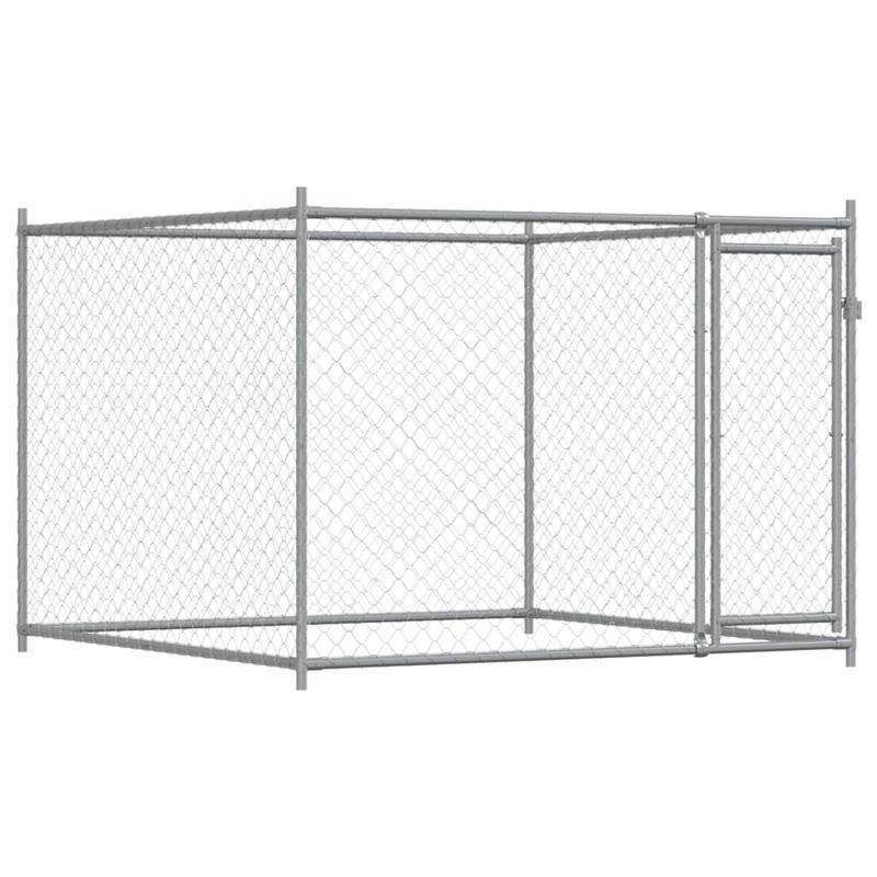 Hondenren – Hondenkooi – Hondenbench – Buitenkennel – Metalen Hondenren Grijs – Gegalvaniseerd Roestbestendig IJzer – 600x200x150 cm – Vooraf Gemonteerd