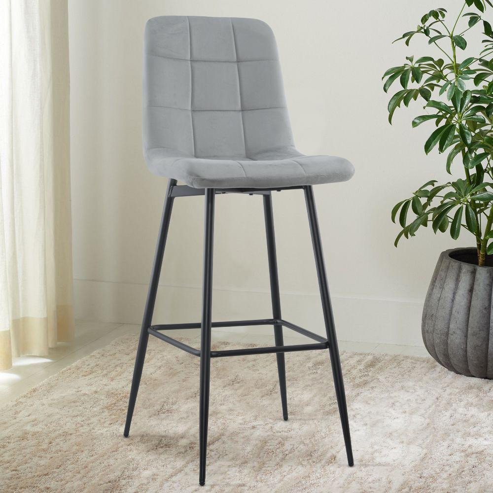 Velvet Fauteuils – Velours Stoelen – Relaxstoelen – Lounge Stoelen – Grijs Met Zwart Houten Frame – Inclusief Voetsteunen – Onderhoudsvriendelijk Hardhouten Frame