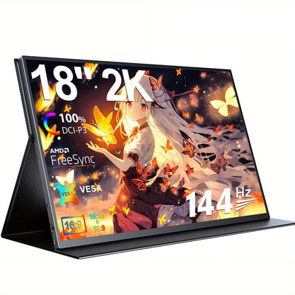 Draagbare Monitor – Portable Scherm – Tweede Scherm – Gaming Monitor – 18 Inch – 2560x1600 QHD – 144Hz Verversingssnelheid – FreeSync HDR – IPS Mat Display