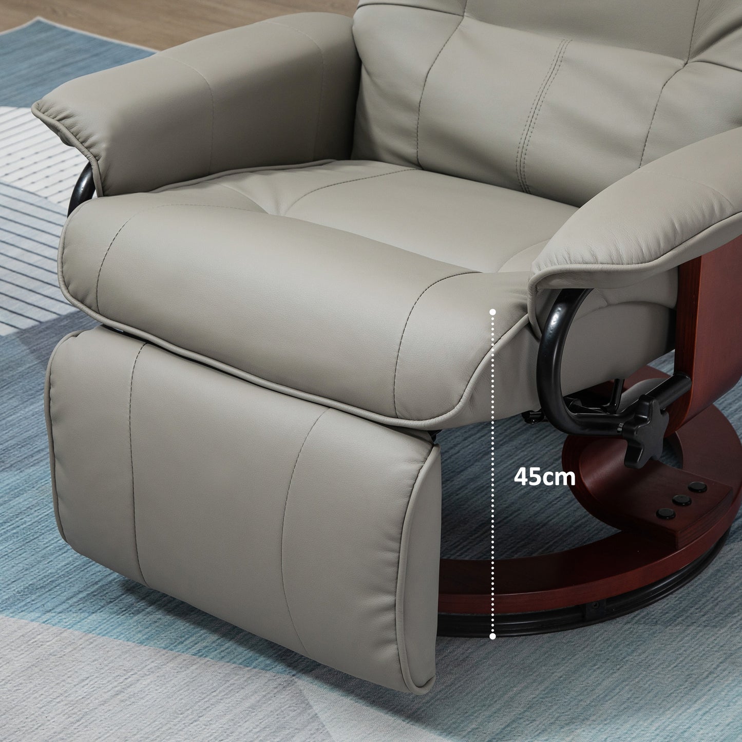Relaxstoel – Fauteuil – Lounge Stoel – Draaifauteuil – TV Stoel – 360° Draaibaar – Verstelbare Rugleuning 145° – Kunstleer Grijs 78x87x100 cm