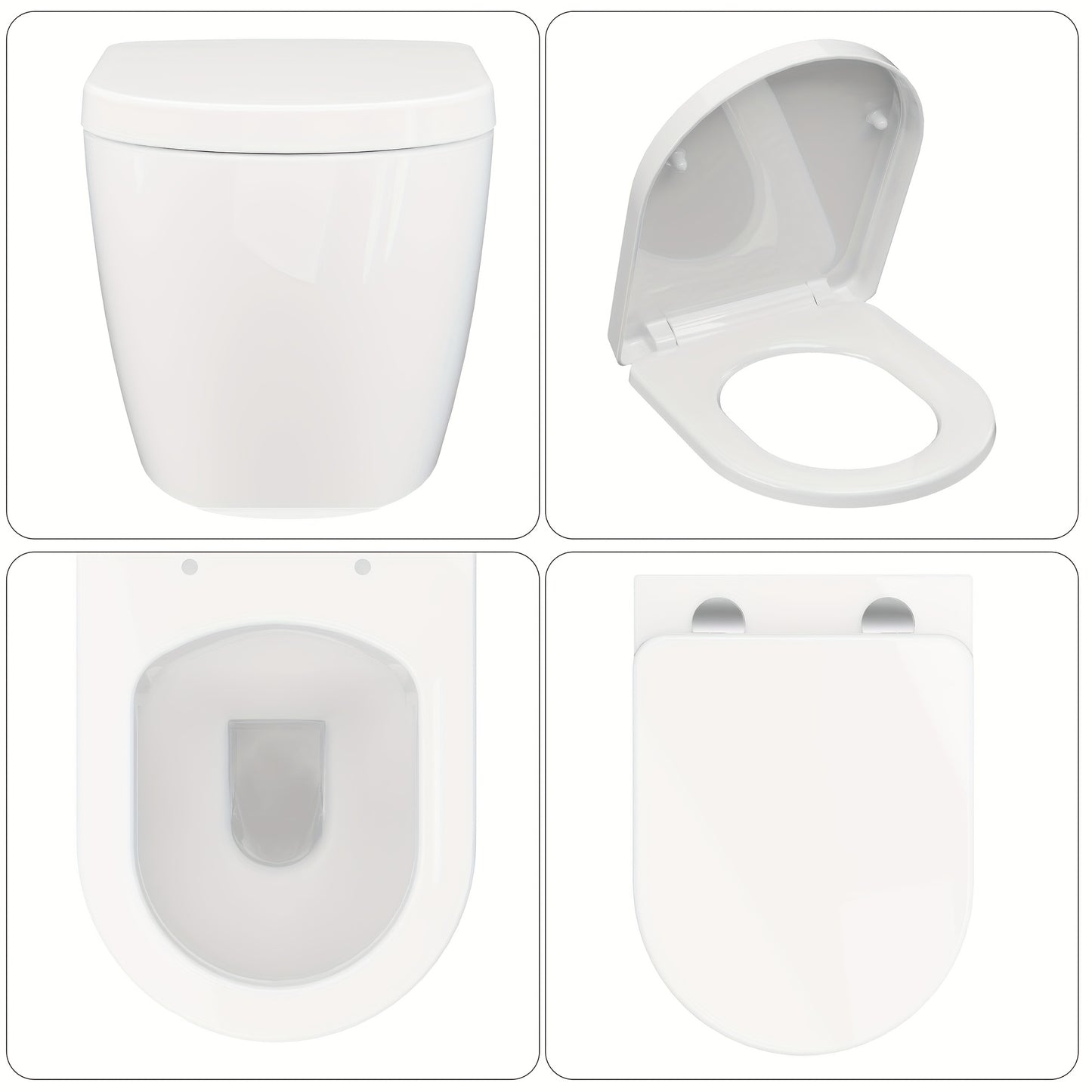 Wandtoilet – Hangend Toilet – Rimless Toilet – Diepspoel Toilet – Wandhangend Toilet – Keramiek – Softclose Zitting – Ruimtebesparend D-Design 51cm