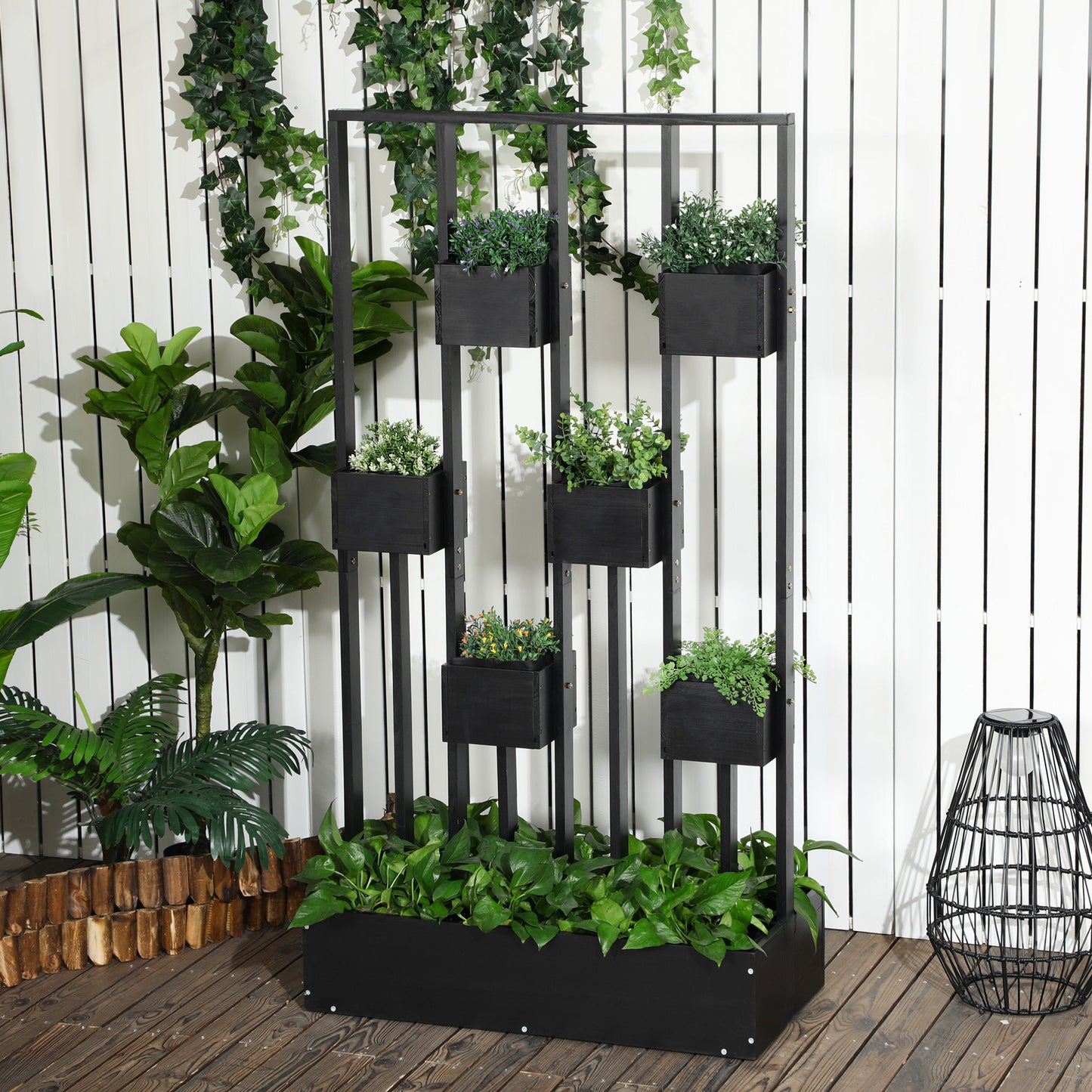 Verhoogde Plantenbak – Tuinbak – Kruidenbak – Bloembak – Kweekbak – Met Houten Latwerk – 90x45x170 cm – Weerbestendig Hout