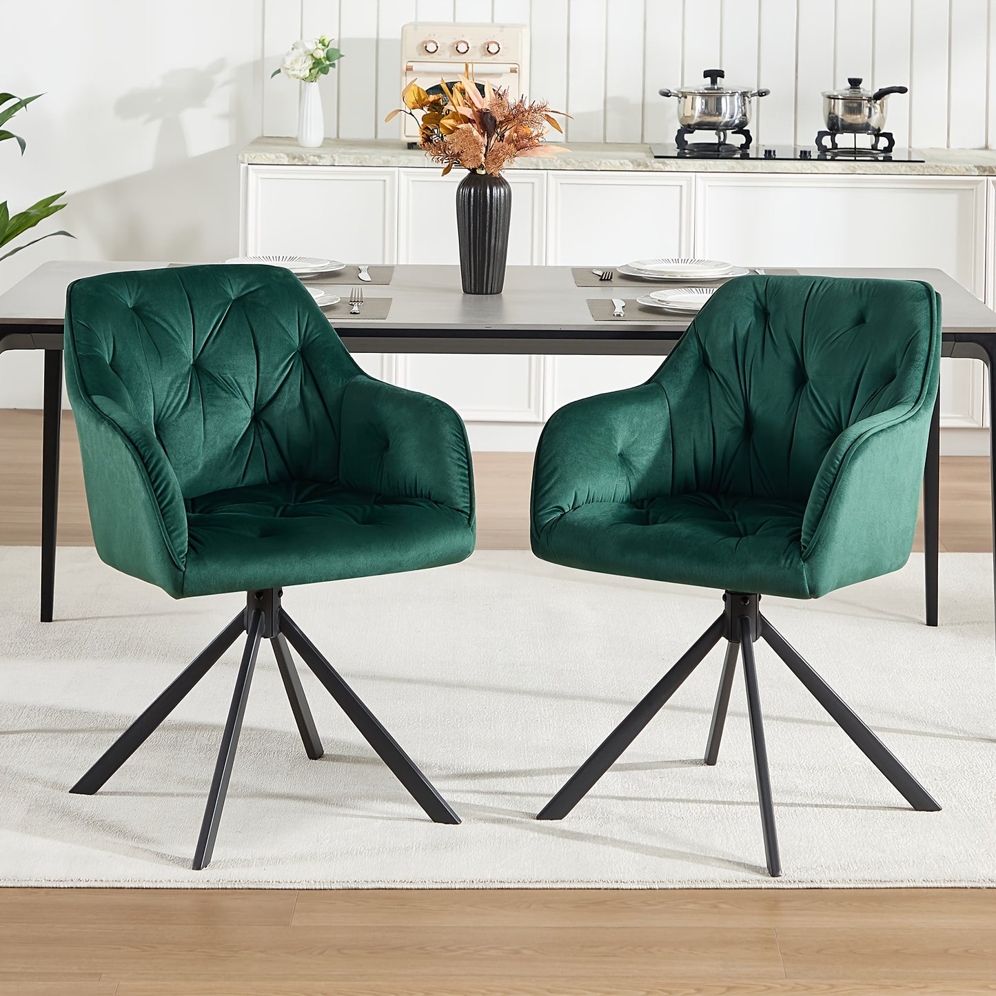 Eetkamerstoelen – Stoelen – Kuipstoelen – Fauteuils – Woonkamerstoelen – Beige Velvet Bekleding – Met Armleuningen en Metaal Kruispoot