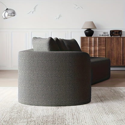 Oversized Hoekbank – Modulaire Bank – L-vormige Sofa – Grote Zithoek – Grijze Stoffen Bank – Comfortabele Wolkvormige Rugleuning – Stevig Houtvrij Frame