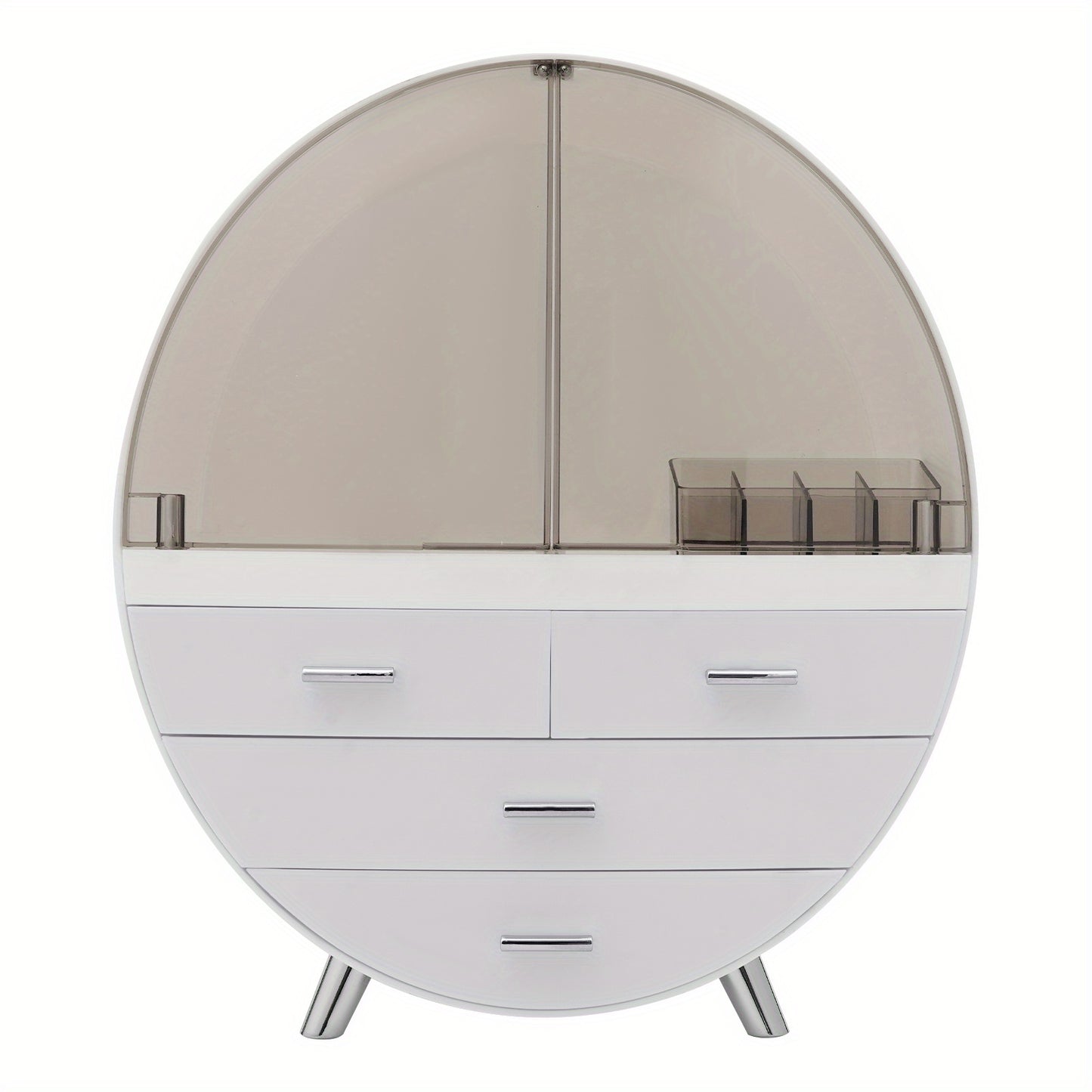 Cosmetica Organizer – Make-up Opberger – Beauty Organizer – Make-uptafel Organizer – Verzorgingsproducten Opbergdoos – 4 Lagen Met Lades – Duurzaam HIPS Materiaal – Modern Grijs-Wit Design