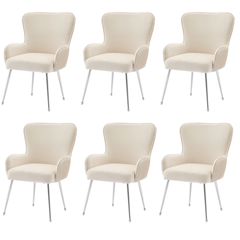 Velvet Fauteuil – Fluwelen Stoel – Lounge Stoel – Leunstoel – Beige Fauteuil – Met Metalen Poten – Ergonomische Lendensteun