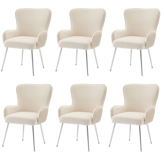 Velvet Fauteuil – Fluwelen Stoel – Lounge Stoel – Leunstoel – Beige Fauteuil – Met Metalen Poten – Ergonomische Lendensteun
