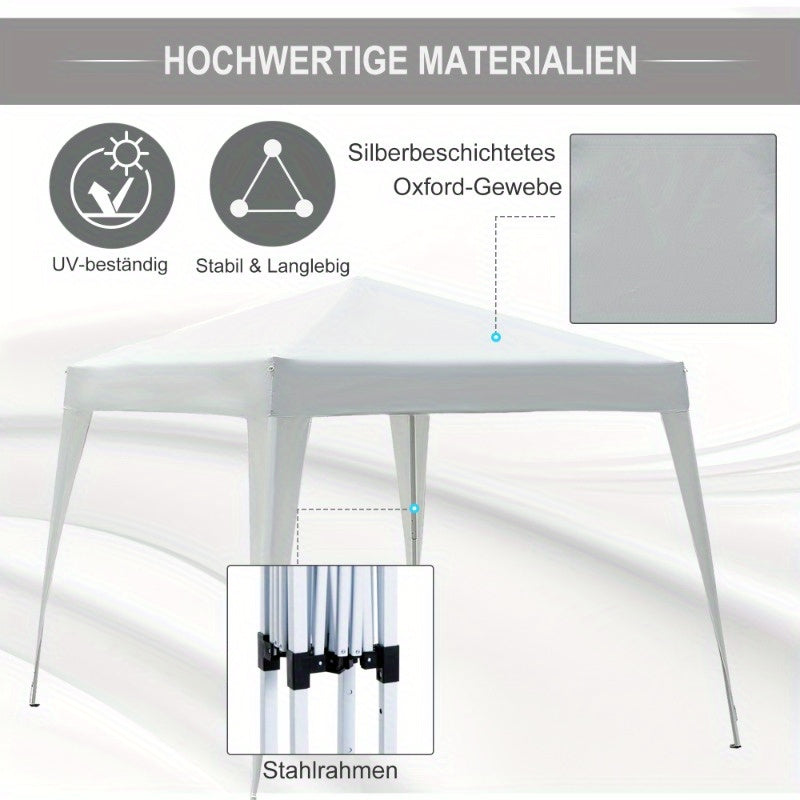 Partytent – Tent – Prieel – Paviljoen – Zonnezeil – Inklapbaar – UV-bescherming – Stalen Frame – 2,4x2,4 Meter – Draagtas – Wit