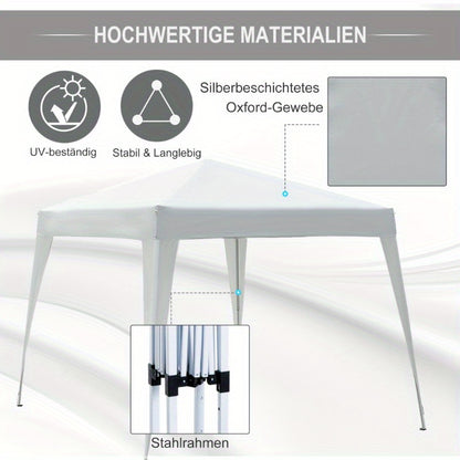 Partytent – Tent – Prieel – Paviljoen – Zonnezeil – Inklapbaar – UV-bescherming – Stalen Frame – 2,4x2,4 Meter – Draagtas – Wit