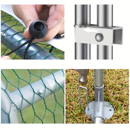 Buitenren Kippenren Vogelnest Dierenren Kippenhok – 3x6x2m Variant – Gegalvaniseerd Stalen Frame – PVC Gaas Met Zonnescherm