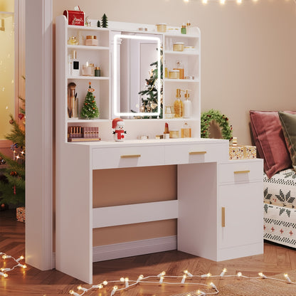 Make-uptafel – Kaptafel – Make-up Tafel – Cosmeticatafel – Schminktisch – Groot Tafelblad 130 cm – Verlichte Spiegel Met LED Licht