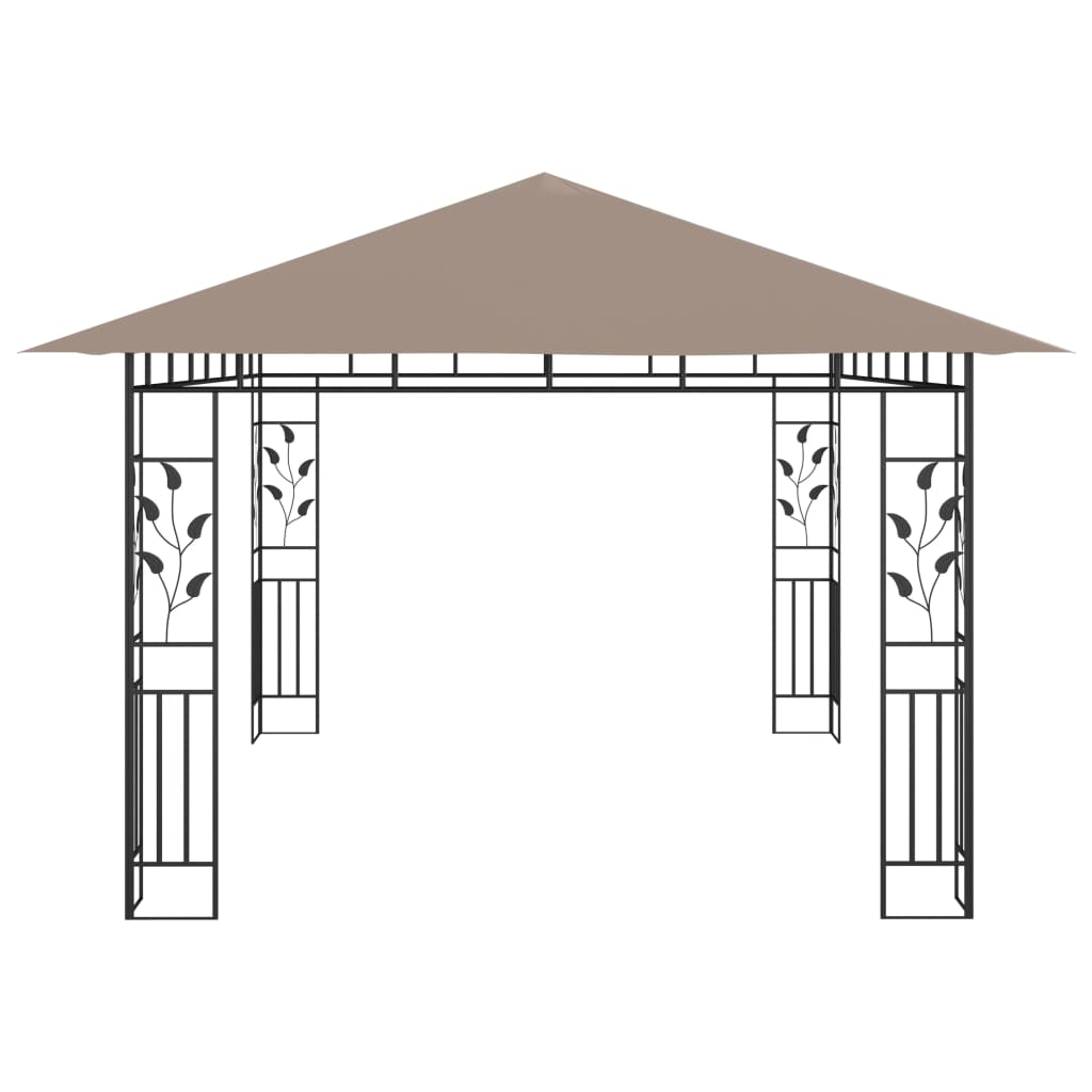 Tuinluifel – Zonnescherm – Pergola – Overkapping – Prieel – Taupe 4x3x2,73 Meter – Stevig Metalen Frame – Inclusief Muggenhorren en Lichtslingers