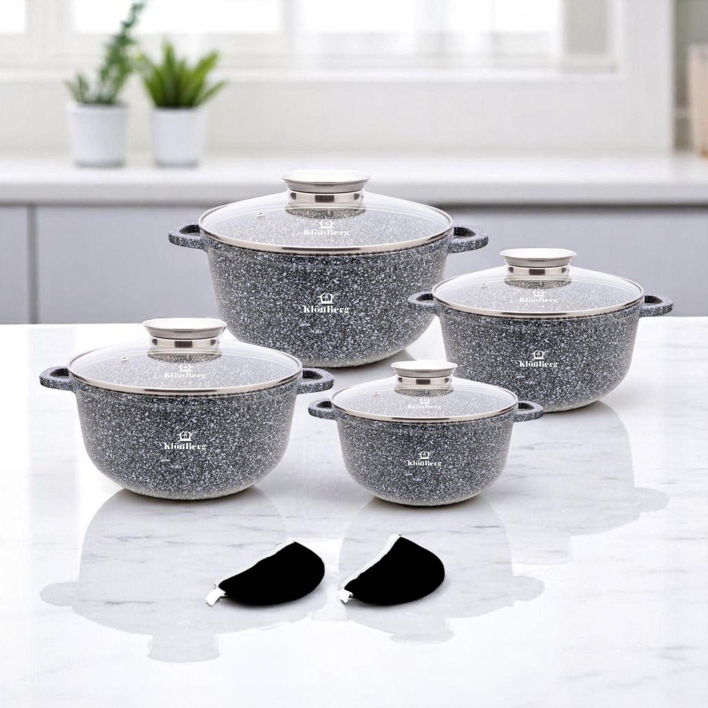 8-Delige Pannenset – Kookpannenset – Keukenset – Kookgerei – Pannenset Compleet – Inductie Geschikt – Anti-aanbak Coating – Snelle Warmteverdeling – Zwart