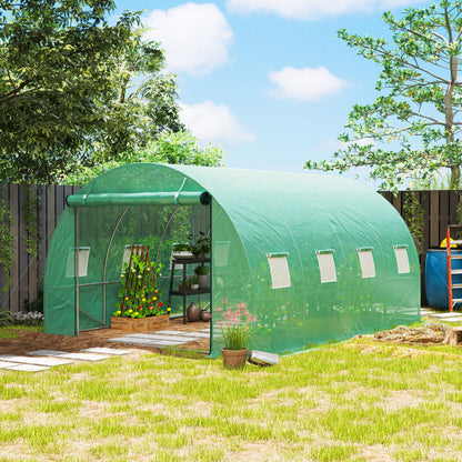 Polytunnel Kas – Tuinkas – Serre – Kweekkas – Kas Tent Groen – Stevig Stalen Frame – Rolbare Deuren Voor Ventilatie