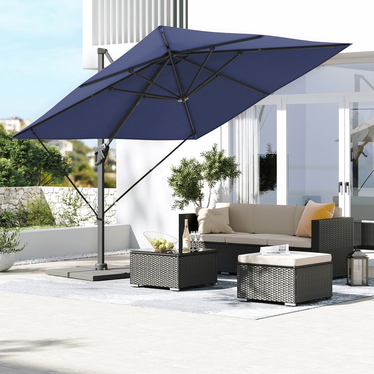 Parasol – Tuinparasol – Terrasparasol – Zweefparasol – Verstelbaar – UPF 50+ – Stevig Stalen Frame