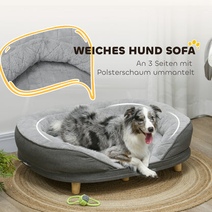 Hondenbed – Hondenkussen – Huisdierenbed – Dierenmand – Dierenkussen – Afneembare Wasbare Hoes – Antislip Poten – Grijs – 90 x 78 x 25 cm – Geschikt Tot 25 Kg