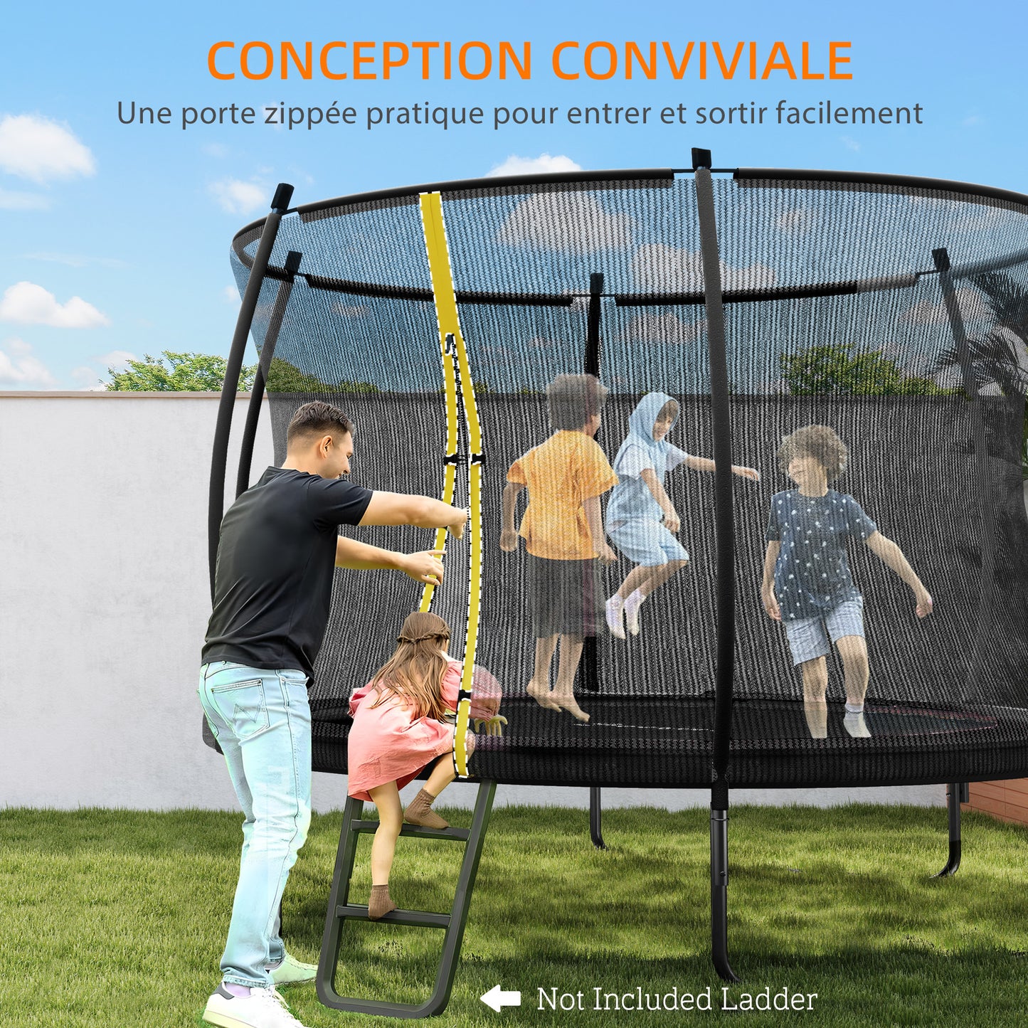 Tuintrampoline – Springkussen – Outdoor Trampoline – Speeltoestel – Veiligheidstrampoline – Ø 305 cm – Veiligheidsnet – 54 Stalen Veren – U-vormige Stalen Poten
