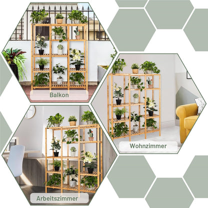 Plantenrek Bamboe – Plantenstandaard – Bloemenrek – Plantentrap – Plantenkast – 5 Lagen – Duurzaam & Weerbestendig – 141 x 31 cm