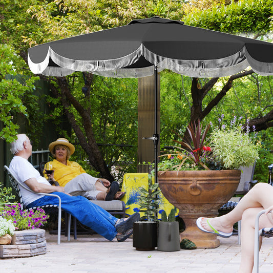 Parasol – Stokparasol – Balkonparasol – Tuinparasol – Zweefparasol – Ø269 cm – UV Bescherming UPF 30+ – Kantelbaar Donkergrijs