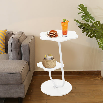 Salontafel – Koffietafel – Bijzettafel – Woonkamertafel – Sofa Tafel – Tweelaags – Creme Wit – Hout & Metaal – Compact 40cm Blad – 61,5cm Hoogte