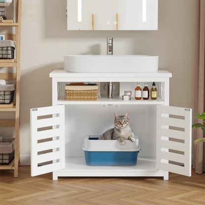 Kattenbakmeubel – Kattenkast – Kattenbakkast – Kattenhuis – Kattenbakombouw – Multifunctioneel 2-in-1 – Robuust Vochtbestendig Hout 65x45x60 cm