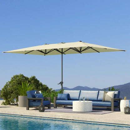 Parasol – Dubbele Parasol – Balkonparasol – Tuinparasol – Zonnescherm – UV50+ Bescherming – Windproof Aluminium Frame – Crank Mechanisme – 451x264 cm – Crèmekleurig