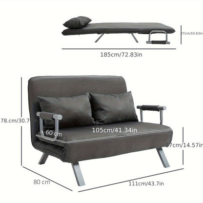 2-Zits Slaapfauteuil – Slaapbank – Bedfauteuil – Loungestoel – Gastensofa – Multifunctioneel 3-in-1 Design – Compact 65x69x80 cm – Micro-suède Grijs