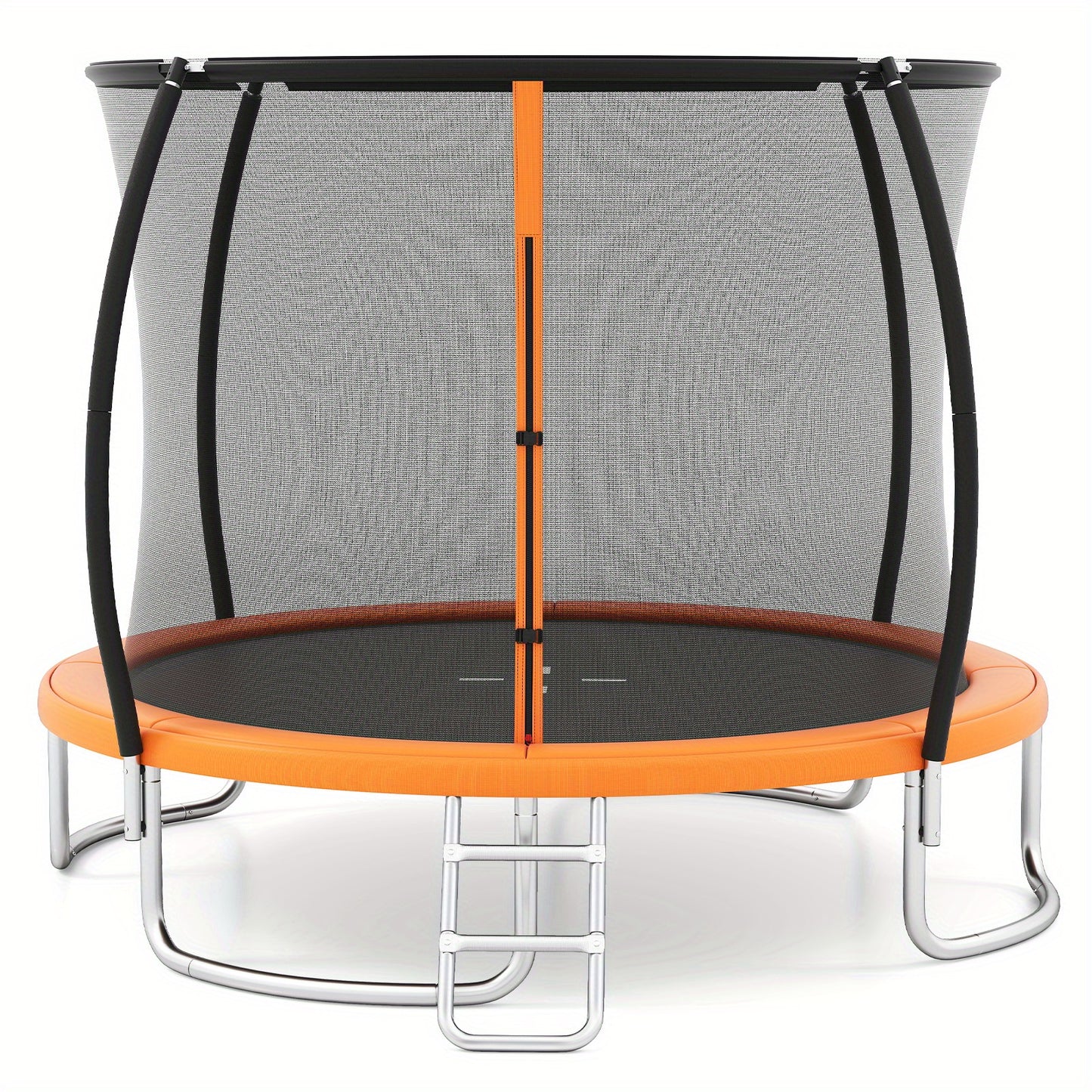 Ronde Trampoline – Tuintrampoline – Springkussen – Speeltoestel – Veiligheidsnet Trampoline – Oranje Kleur – Stevig Metalen Frame – Inclusief Ladder