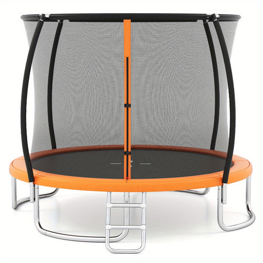 Ronde Trampoline – Tuintrampoline – Springkussen – Speeltoestel – Veiligheidsnet Trampoline – Oranje Kleur – Stevig Metalen Frame – Inclusief Ladder