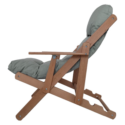 Loungestoel – Relaxstoel – Verstelbare Stoel – Klapstoel – Houten Stoel – Comfortabel Zitkussen – Massief Beukenhout
