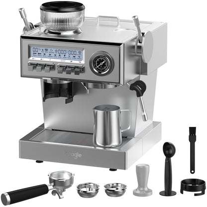 Espressomachine – Koffiezetapparaat – Baristamachine – Halfautomatische Koffiemachine – Espressoapparaat Classic – 20-Bar Italiaanse Pomp – Ingebouwde Koffiemolen met 25 Maalstanden