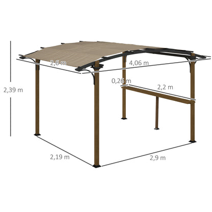 Pergola – Tuinoverkapping – Prieel – Terrasoverkapping – Schaduwdoek – Aluminium Frame – Gecoat Dakdoek Met UV Bescherming – Afmeting 406x260x239 cm