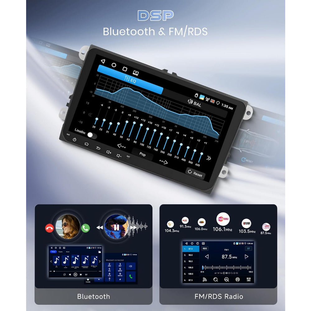 Autoradio – Car Multimedia Speler – Auto Radio – 1-DIN Radio – Auto Entertainment – 9 Inch Touchscreen – 4G + 64GB Opslag – Draadloze CarPlay & Android Mirror Link