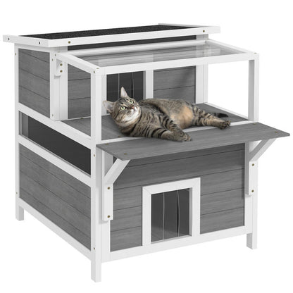 Kattenhuis – Kattenverblijf – Kattenhuisje – Kattenhok – Kattencondo – 2 Verdiepingen Met Balkon – Weerbestendig En Duurzaam – Ruim Ontwerp Voor Grote Katten