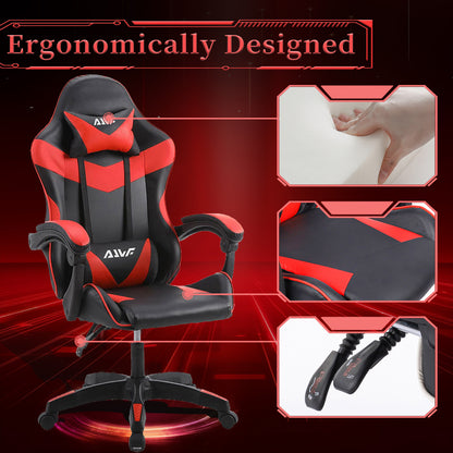 Gamingstoel – Gamestoel – Bureaustoel – Gaming Chair – Game Stoel – Ergonomische Hoge Rugleuning – PU Kunstleer Met Lendensteun – Verstelbaar – Rood