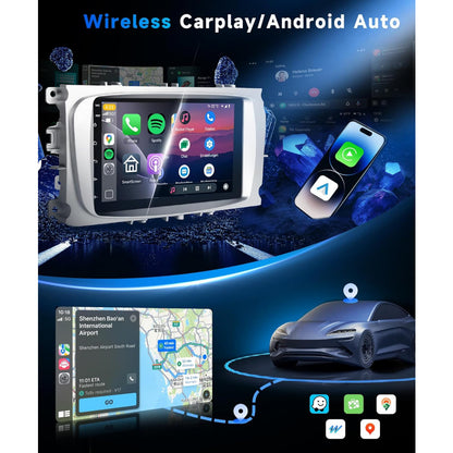 Android 15 Autoradio – Multimedia Systeem – Navigatie Radio – Touchscreen Radio – Draadloos CarPlay – 7 Inch HD Scherm – 4G Internet & Bluetooth 5.0