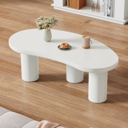 Crescent Salontafel – Halvemaan Tafel – Onregelmatige Sofa Tafel – Woonkamertafel – MDF Tafel – Extra Lang 107cm – PVC Poten Met Viltpads