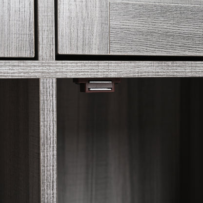 Modern Mobile Dining Trolley/Sideboard Cabinet with White Marble Countertops & Gray Veneer - Folding Worktop, Storage Doors, Assembly Required - Space-Saving Mobile Furniture for Small Apartments/Kitchens (Metal Frame)
