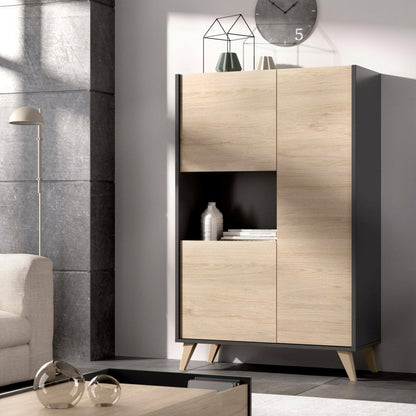 Crono Credenza, High Living Room Buffet, Modern 3-Door Sa Sideboard, 81X43H135 Cm, Available in 3 Colors