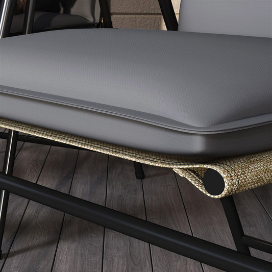 Tuinkussen – Tuinstoelkussen – Zitkussen – Bankkussen – Loungekussen – Hoge Rug – Polyester Met UPF50+ – 124x50x5 cm – Grijs
