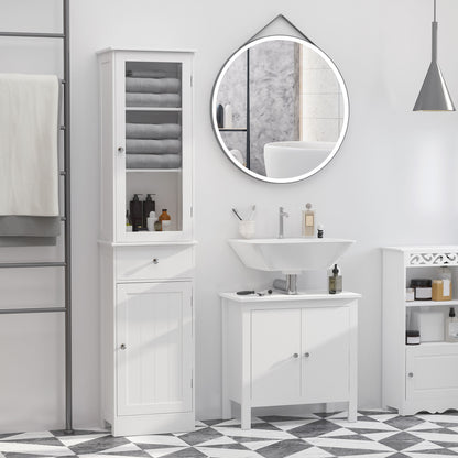 Kolomkast badkamer – kolommeubel – hoge kast – badkamerkast – kolomopberger – wit MDF – verstelbare planken – waterbestendig design