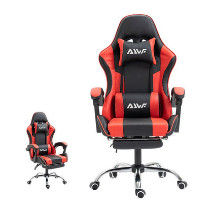Gaming Bureaustoel – Ergonomische Stoel – Bureaustoel – Kantoorstoel – Gamestoel – Verstelbare Rugleuning – Ingebouwde Lendensteun – Met Voetensteun – 360° Draaibaar – Kunstleren Bekleding – Memory Foam Zitting – Rood