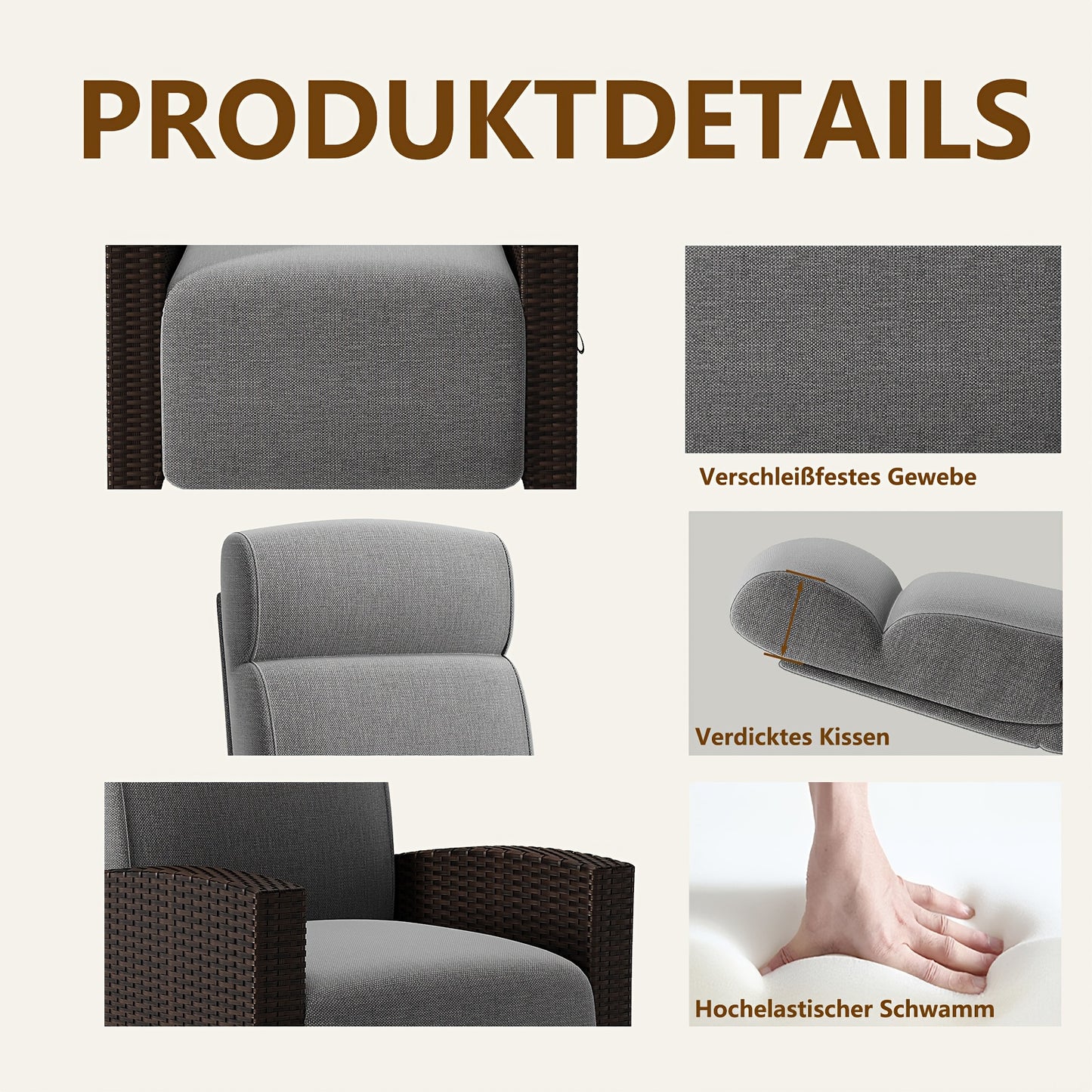 Verstelbare Loungebedstoel – Ligstoel – Tuinstoel – Balkonstoel – Relaxstoel – Ratan Look – Memory Foam – Bijzettafeltje – Diepgrijs