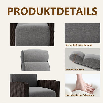 Verstelbare Loungebedstoel – Ligstoel – Tuinstoel – Balkonstoel – Relaxstoel – Ratan Look – Memory Foam – Bijzettafeltje – Diepgrijs