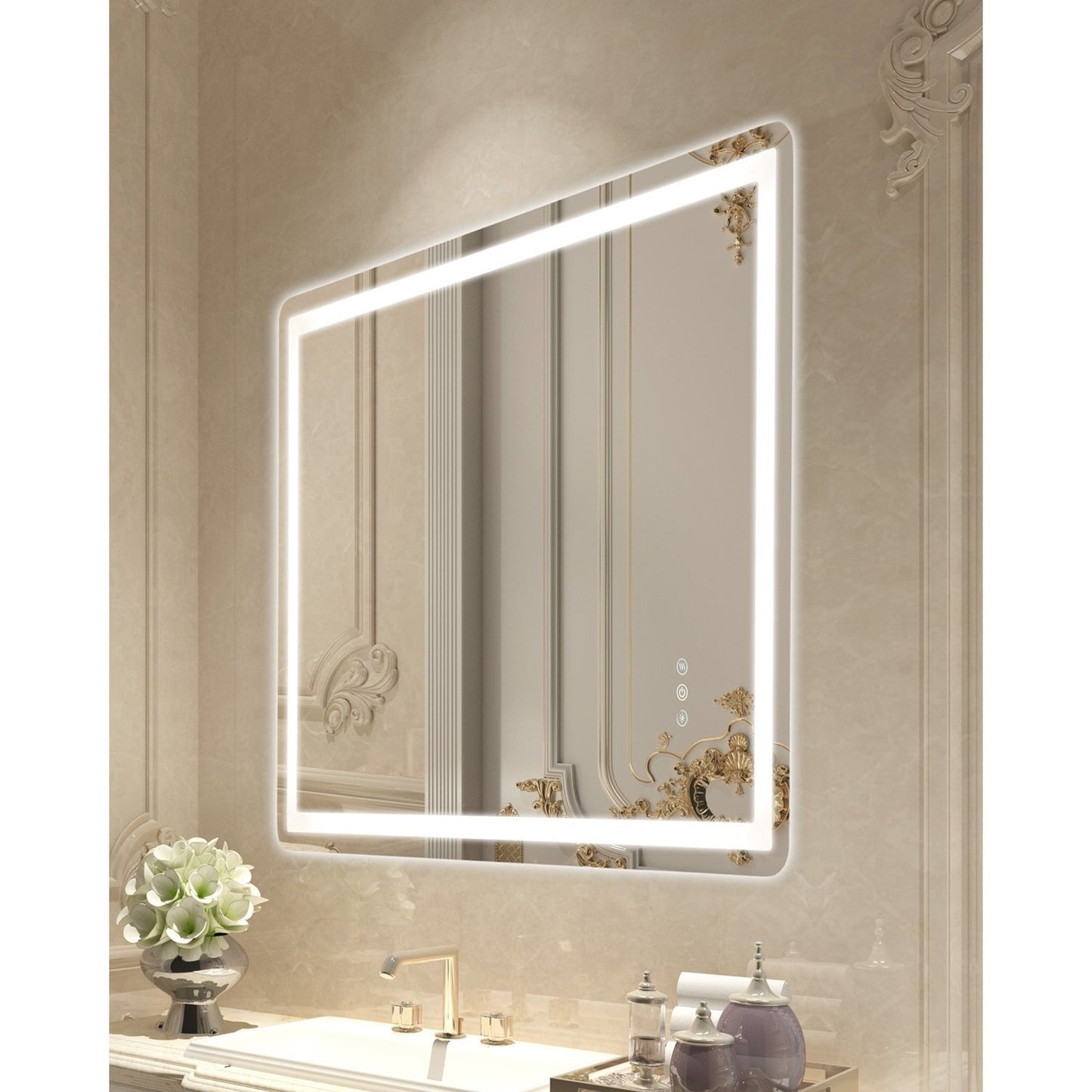 Badkamerspiegel – Led Spiegel – Wandspiegel – Make-up Spiegel – Sfeerverlichting – 70x100 cm – Anti-Fog Functie – Dimbare 3-Kleur Ledverlichting